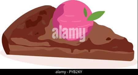Cake with strawberry in chocolate, detailed vector Stock Vector