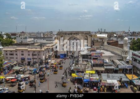 View of the market place around the Charminar/Hyderabad/India Stock Photo