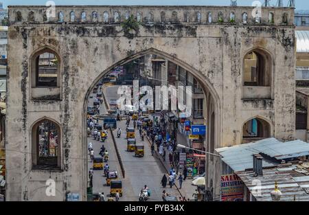 View of the market place around the Charminar/Hyderabad/India Stock Photo