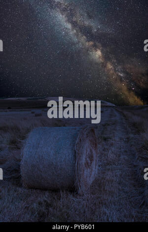 Stunning vibrant Milky Way composite image over landscape of English ...