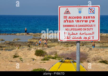 The rocky beach of Achziv, Israel near Rosh Hanikra Stock Photo