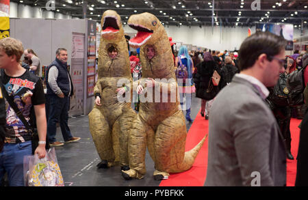 ExCel, London, UK. 26 October, 2018. Three day MCM Comic Con, comic book and cosplay event, opens at ExCel with many visitors in elaborate cosplay costume. Credit: Malcolm Park/Alamy Live News. Stock Photo