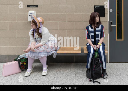 London, UK.  26 October 2018.  Cosplayers from all over the world attend the opening day of the bi-annual MCM Comic Con event at the Excel Centre in Docklands.  The event celebrates popular culture such as video, games, manga and anime providing many attendees with the opportunity to dress up as their favourite characters.  Credit: Stephen Chung / Alamy Live News Stock Photo