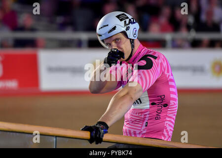 London, UK. 27th October 2018. Alexander Spratt (GBR) during Six Day London 2018 at Lee Valley Velopark, Queen Elizabeth Olympic Park on Friday, 26 October 2018. LONDON ENGLAND.  (Editorial use only, license required for commercial use. No use in betting, games or a single club/league/player publications.)
