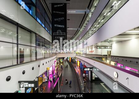 Vienna, Austria - September 17, 2018: Terminal 3 at Vienna airport (VIE) in Austria. | usage worldwide Stock Photo