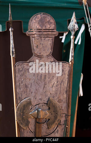 Close up view of a medieval axe on display Stock Photo - Alamy