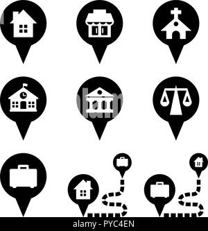 Map Pins City Places Stock Vector
