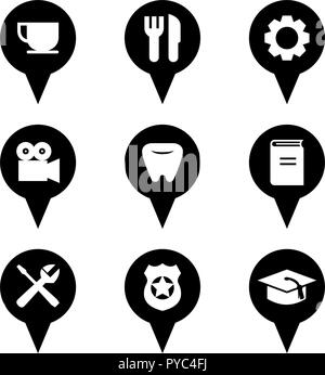Map Pins City Places Stock Vector