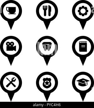 Map Pins City Places Stock Vector