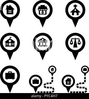Map Pins City Places Stock Vector