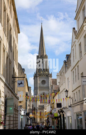 Looking east down Green Street towards St Michael's church, Bath, Somerset Stock Photo