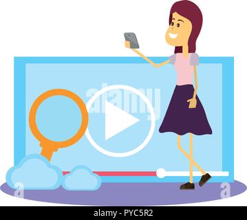 Woman on social networks Stock Vector