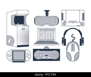 Set of videogame consoles Stock Vector