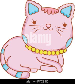 kitty cat lay down cartoon Stock Vector