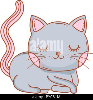 kitty cat lay down cartoon Stock Vector