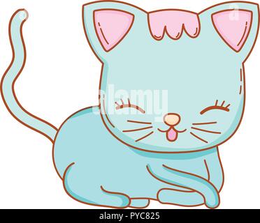 kitty cat lay down cartoon Stock Vector