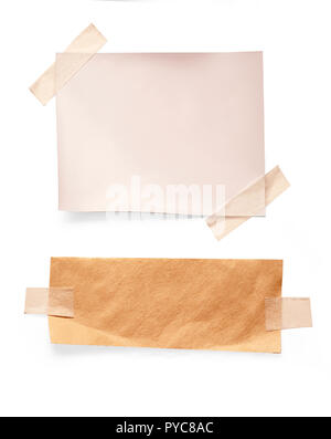 collection of various vintage note papers on white background with clipping path Stock Photo