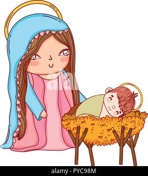 Christmas nativity scene cartoon Stock Vector