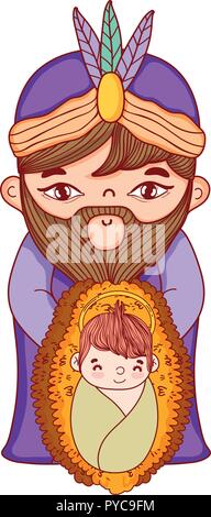 Christmas nativity scene cartoon Stock Vector