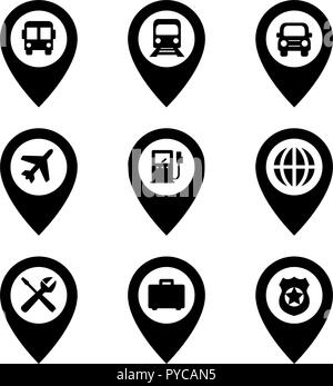 Map Pins City Places Stock Vector