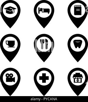 Map Pins City Places Stock Vector