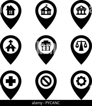 Map Pins City Places Stock Vector