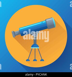 Telescope flat icon, Education and astronomy element, spyglass and study stars vector icon Stock Vector