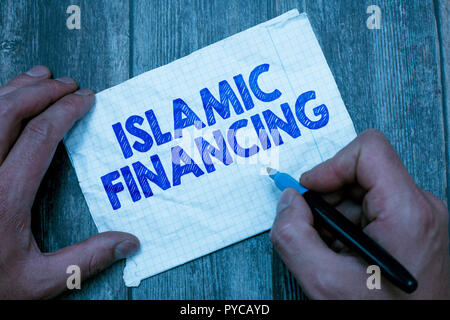 Text sign showing Islamic Financing. Conceptual photo Banking activity and investment that complies with sharia. Stock Photo