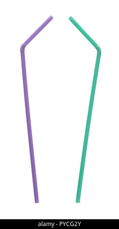 Upright bendy drinking straws isolated on white background as EU parliament votes to ban single-use plastics, including plastic straws Stock Photo