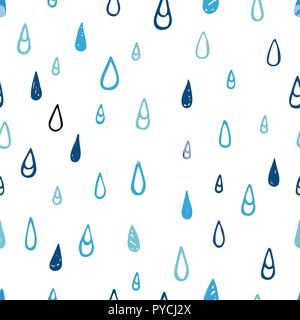 Tear and drop signs seamless pattern. Hand drawn doodle water symbols on white background. Cute rain pattern for your design. Stock Vector