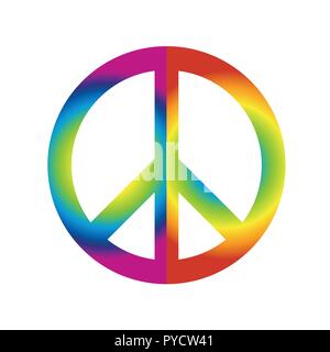 colorful peace sign symbol in rainbow colors isolated on white background vector illustration EPS10 Stock Vector