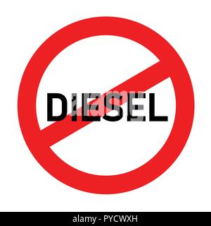 red traffic sign diesel prohibited emission scandal vector illustration EPS10 Stock Vector