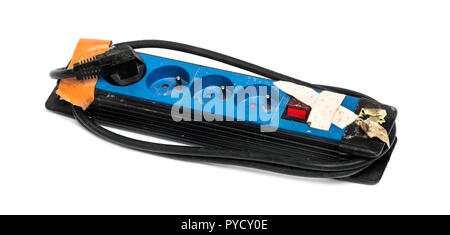 Dirty power strip Stock Photo
