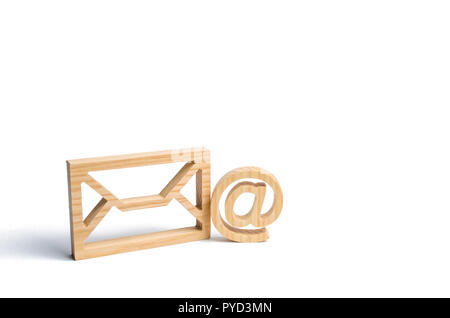 Envelope and email symbol on a white background. Concept email address. Internet technologies and contacts for communication. Communication over the n Stock Photo