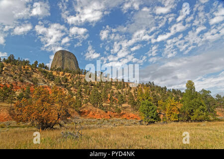 Autumn colors in the Devils Tower park Stock Photo