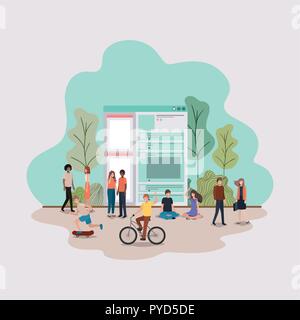mini people with documents paper Stock Vector