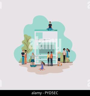 mini people with documents paper Stock Vector