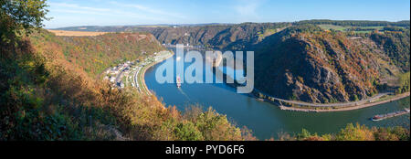 Rock of the Loreley, Rhine valley in autumn Stock Photo