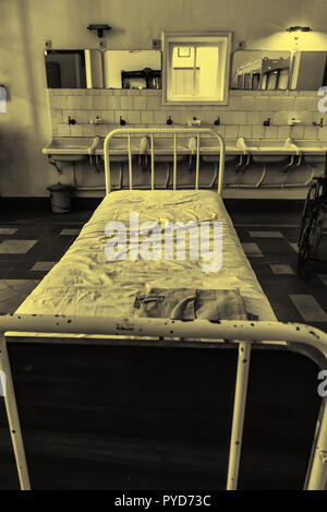 Old hospital beds, detail of old hospital for patients Stock Photo