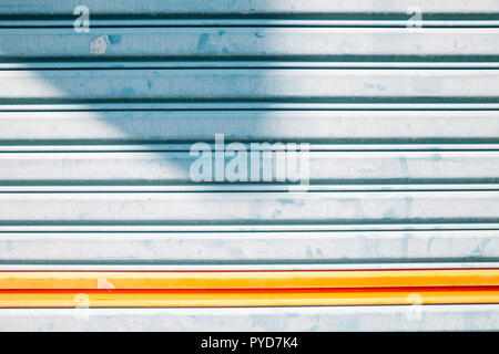 Light blue color metal shutter door texture background Stock Photo