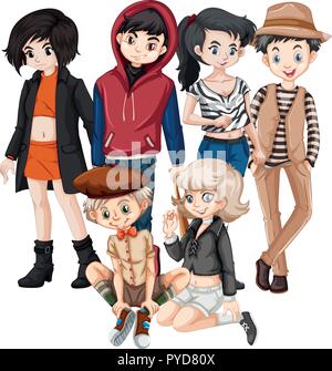 A group of teenager illustration Stock Vector