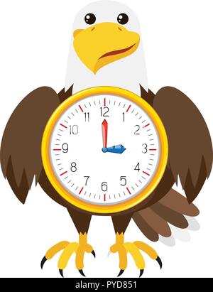 Eagle clock white background illustration Stock Vector