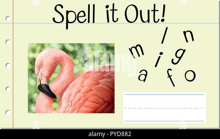 Spell English word flamingo illustration Stock Vector