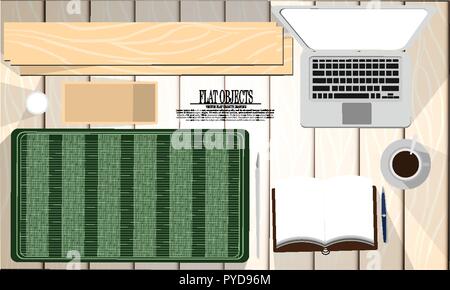 Flat object design set, designer profession equipment Stock Vector