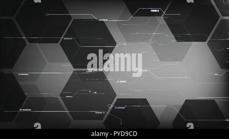 Vector black hexagon technological interface backgrounds Stock Vector
