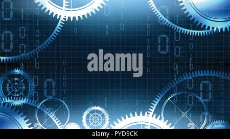 Vector modern technological gear illuminated background Stock Vector
