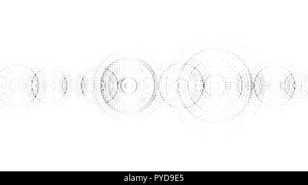 Vector abstract technological sound wave black and white background design Stock Vector
