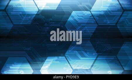 Vector abstract technological hexagon circuit background design Stock ...