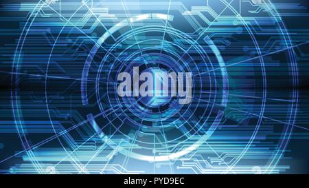 Vector technological hud interface circuit background design Stock Vector