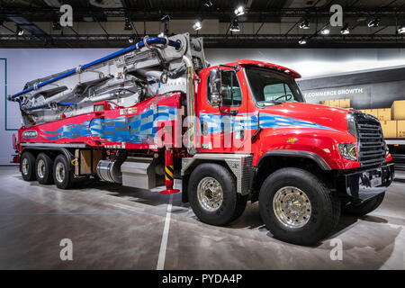 HANNOVER, GERMANY - SEP 27, 2018: Freightliner 114SD Severe Duty truck showcased at the Hannover IAA Commercial Vehicles Motor Show. Stock Photo